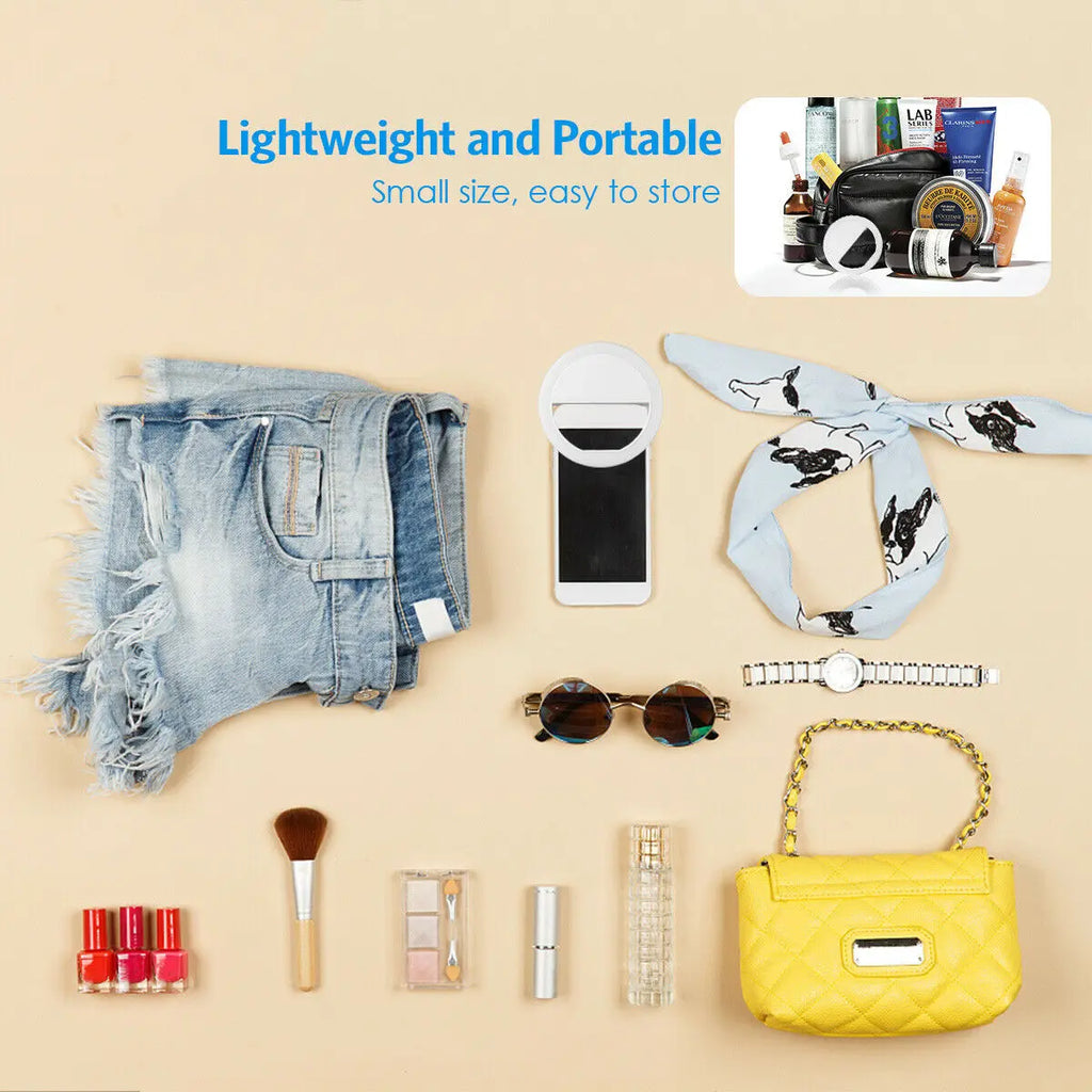 Anneau Lumineux LED Selfie – Recharge USB – Compatible iPhone & Android