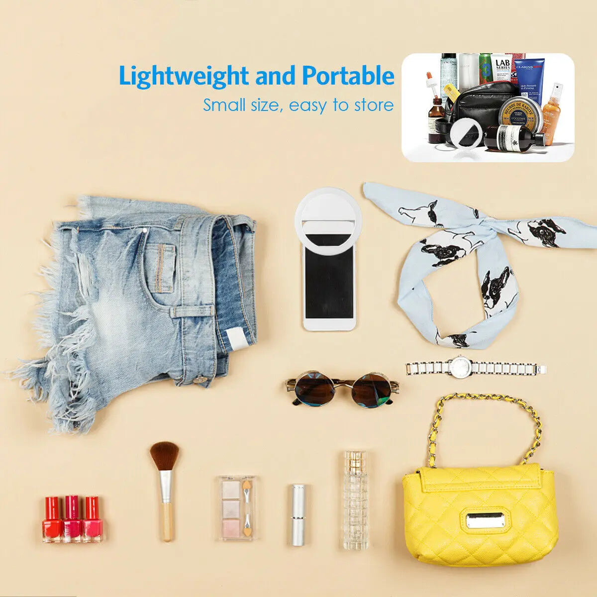 Anneau Lumineux LED Selfie – Recharge USB – Compatible iPhone & Android