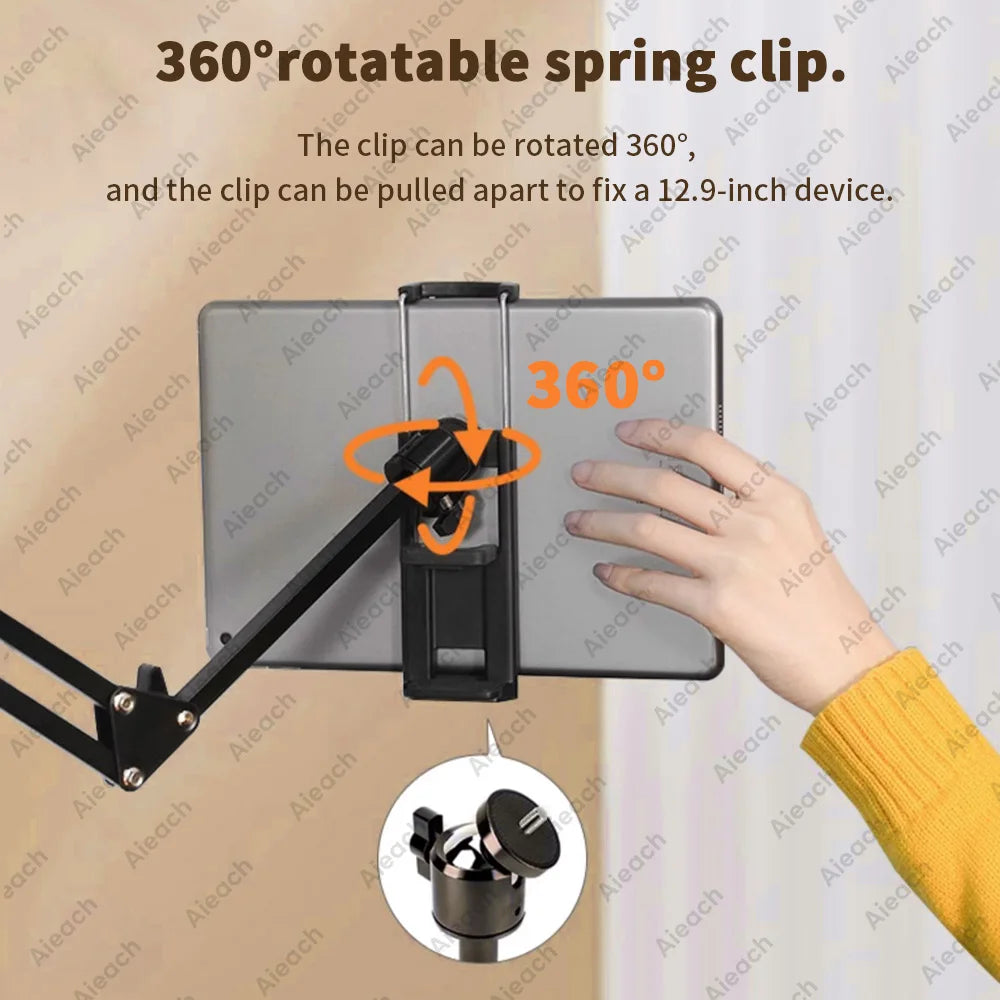 Support de Tablette et Téléphone pour Lit – Bras Métallique 90 cm Rotatif 360°