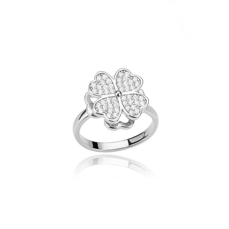 Bague Spinner Trèfle de Luxe – Anti-Stress Couleur Or 18K
