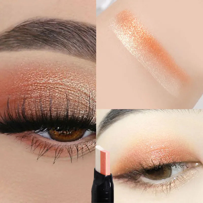 Bâton Fard à Paupières Double Couleur – Dégradé Scintillant & Effet Métallique Waterproof
