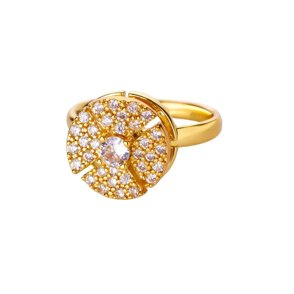Bague Spinner Trèfle de Luxe – Anti-Stress Couleur Or 18K