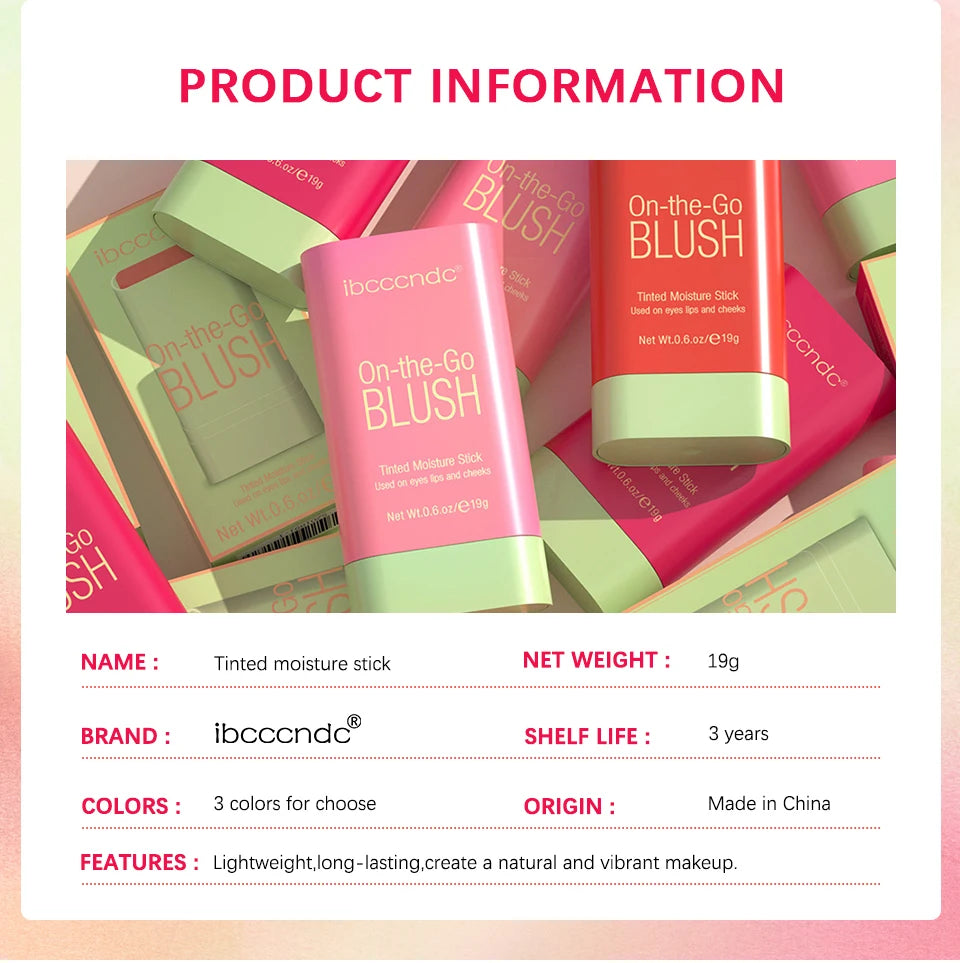 PixiBlush – Blush en Stick Model Coréen Mat, Imperméable & Longue Durée