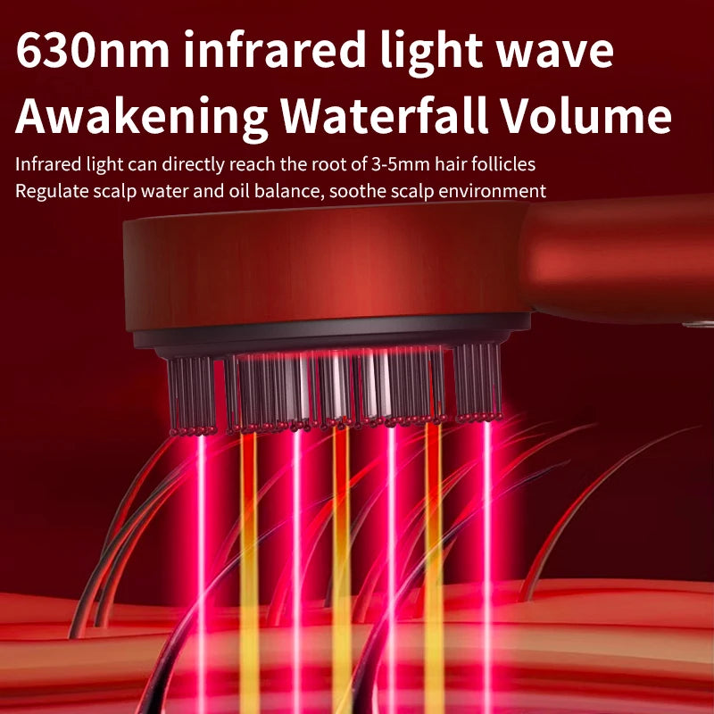 Peigne de Massage Électrique à Vibrations – Thérapie Lumière Rouge & Croissance des Cheveux - USB Inclus