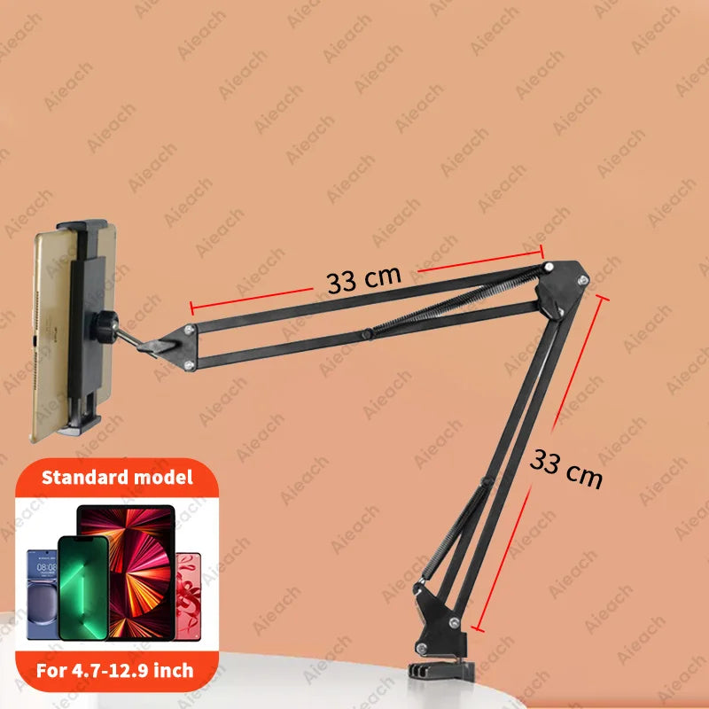 Support de Tablette et Téléphone pour Lit – Bras Métallique 90 cm Rotatif 360°