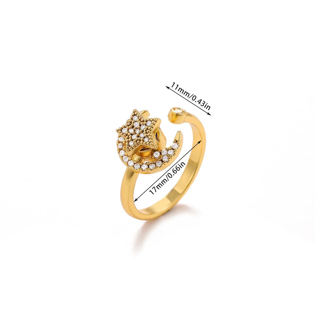 Bague Spinner Trèfle de Luxe – Anti-Stress Couleur Or 18K