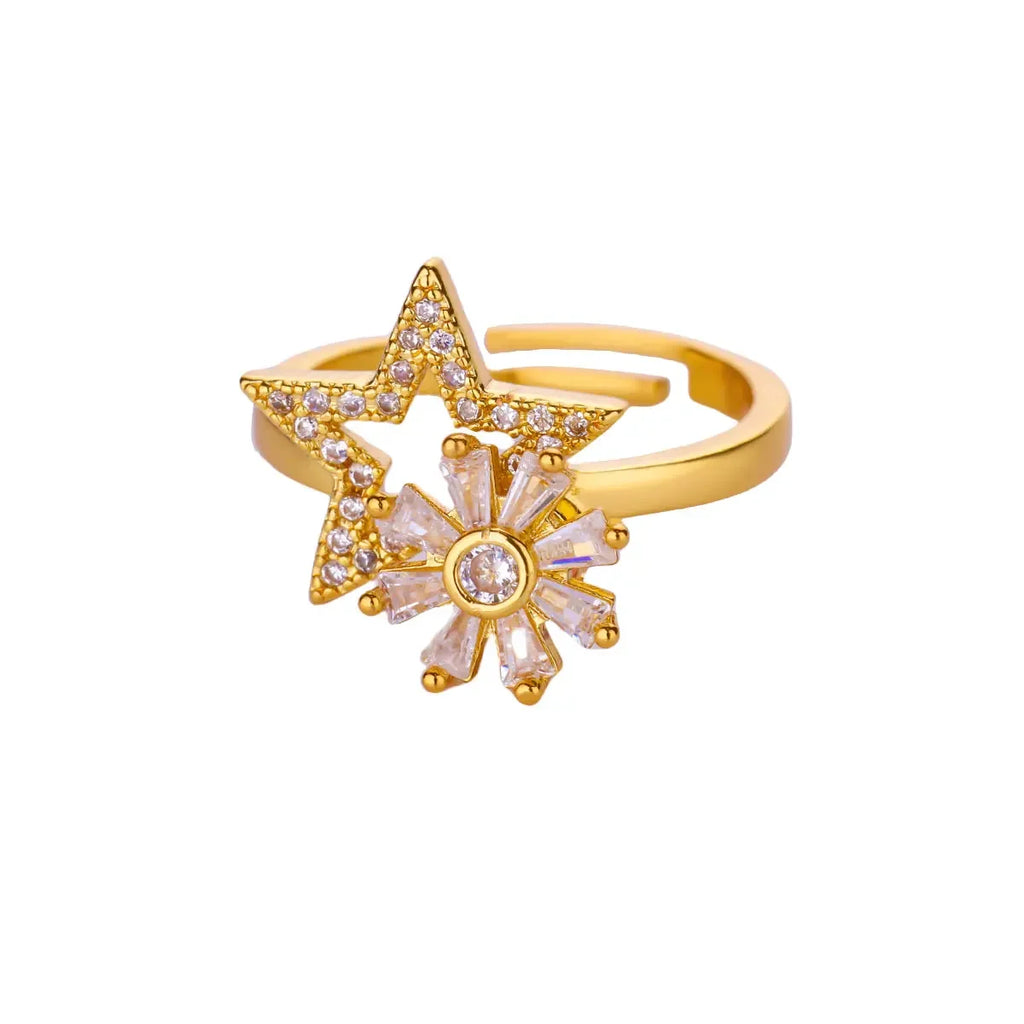 Bague Spinner Trèfle de Luxe – Anti-Stress Couleur Or 18K
