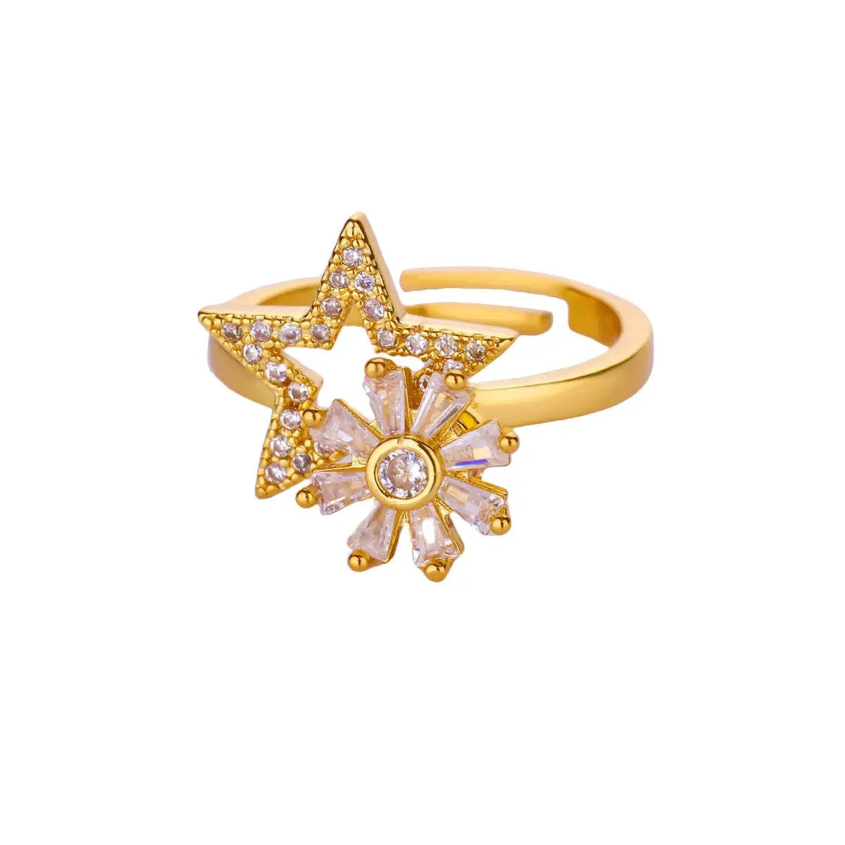 Bague Spinner Trèfle de Luxe – Anti-Stress Couleur Or 18K
