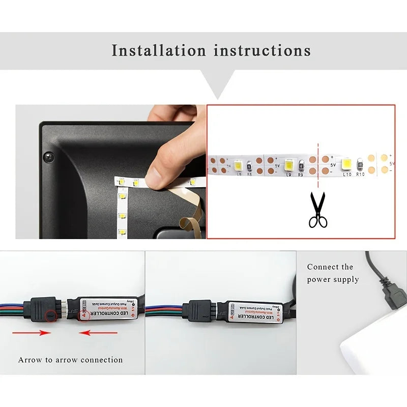 Bande Lumineuse LED RGB 5M – USB Multicolore avec Télécommande 24 Touches