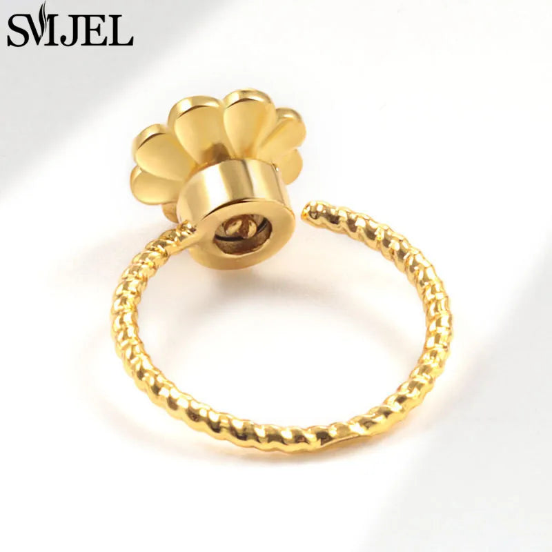 Bague Spinner en Cristal – Papillon & Tournesol, Bague Anti-Anxiété Rotative pour Femme, Bijoux Tendance