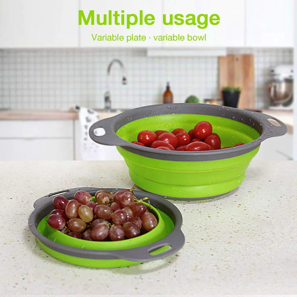 Panier de Vidange Pliant en Silicone – Passoire et Egouttoir Pliable pour Fruits et Légumes