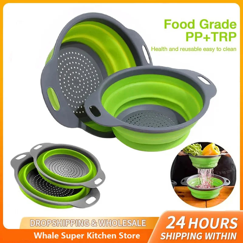 Panier de Vidange Pliant en Silicone – Passoire et Egouttoir Pliable pour Fruits et Légumes