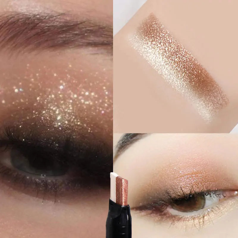 Bâton Fard à Paupières Double Couleur – Dégradé Scintillant & Effet Métallique Waterproof