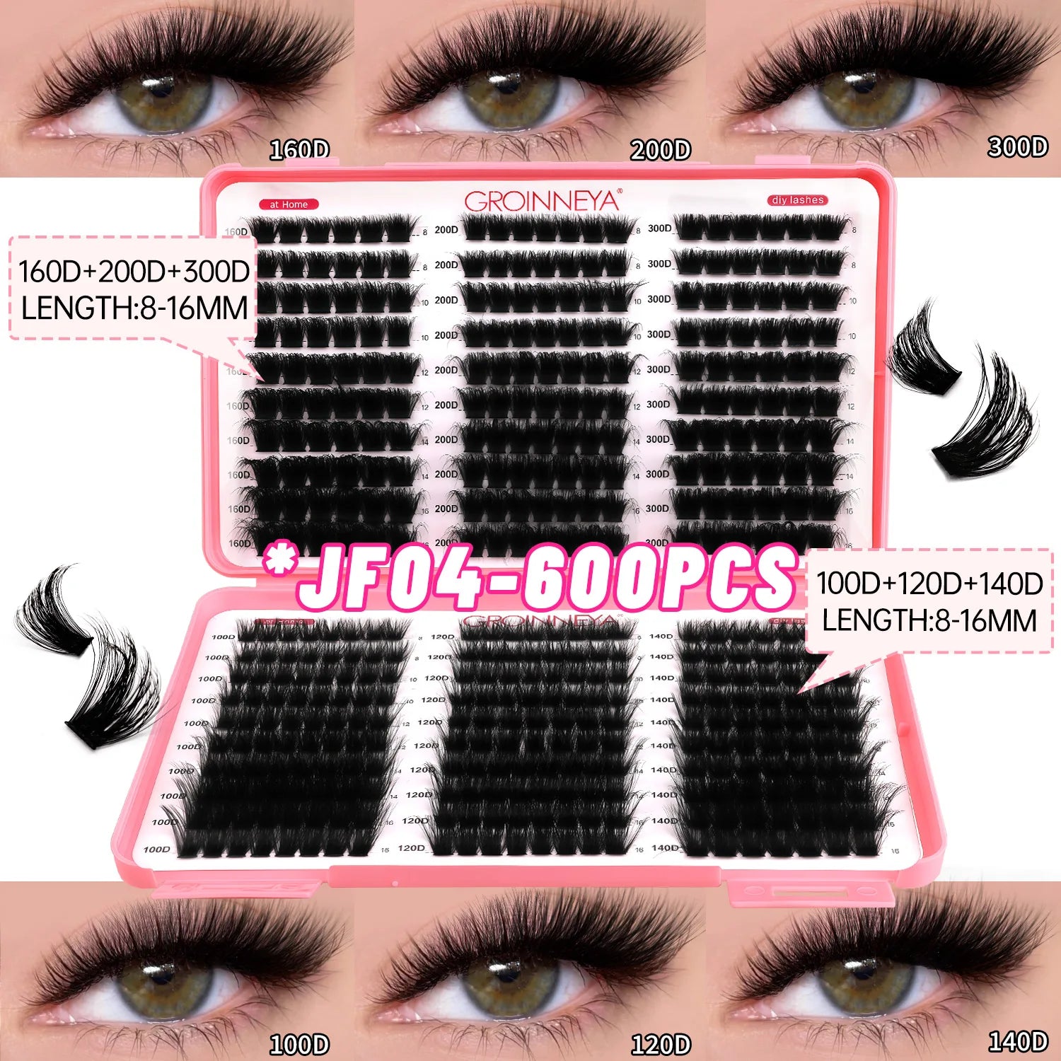 Cils Individuels DIY Effet œil de Chat, Volume Moelleux, Plateau Mixte