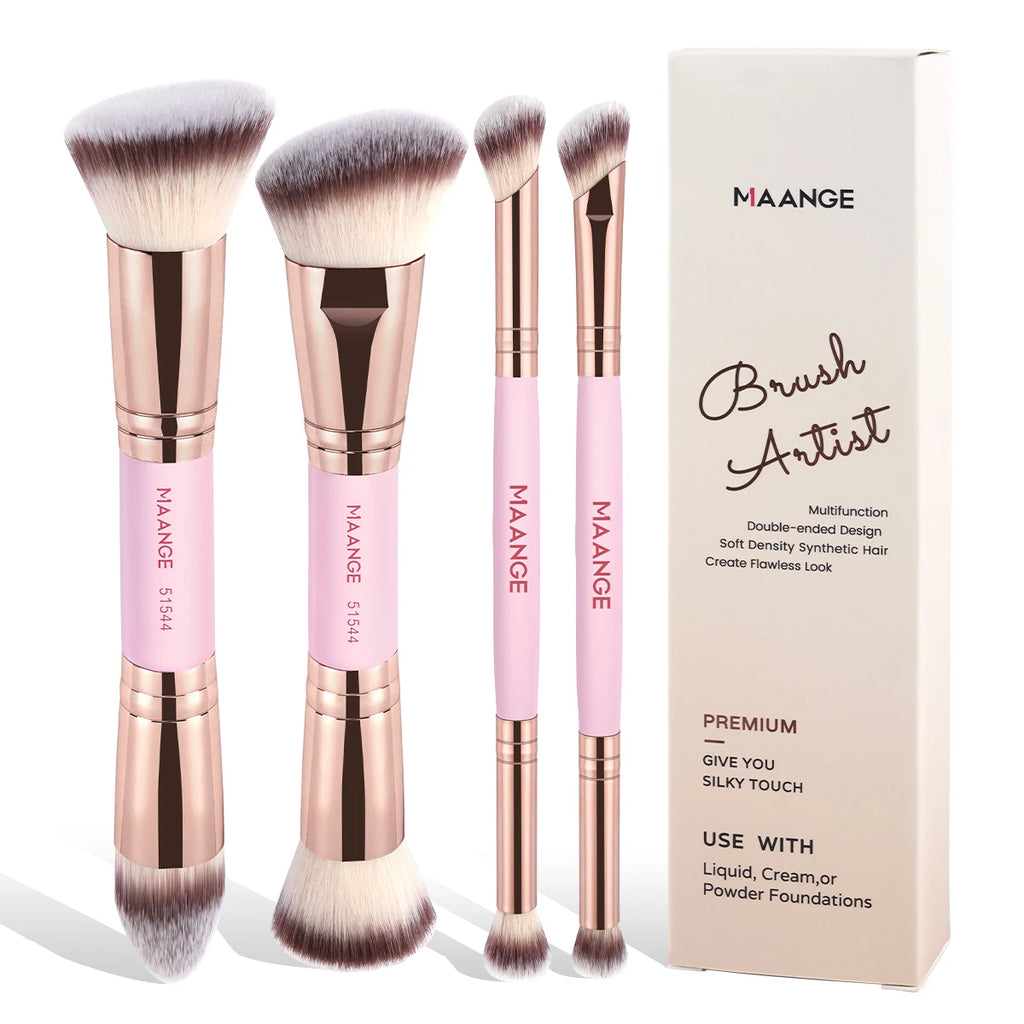 Ensemble de Pinceaux de Maquillage de Base – 4 Pièces avec Boîte