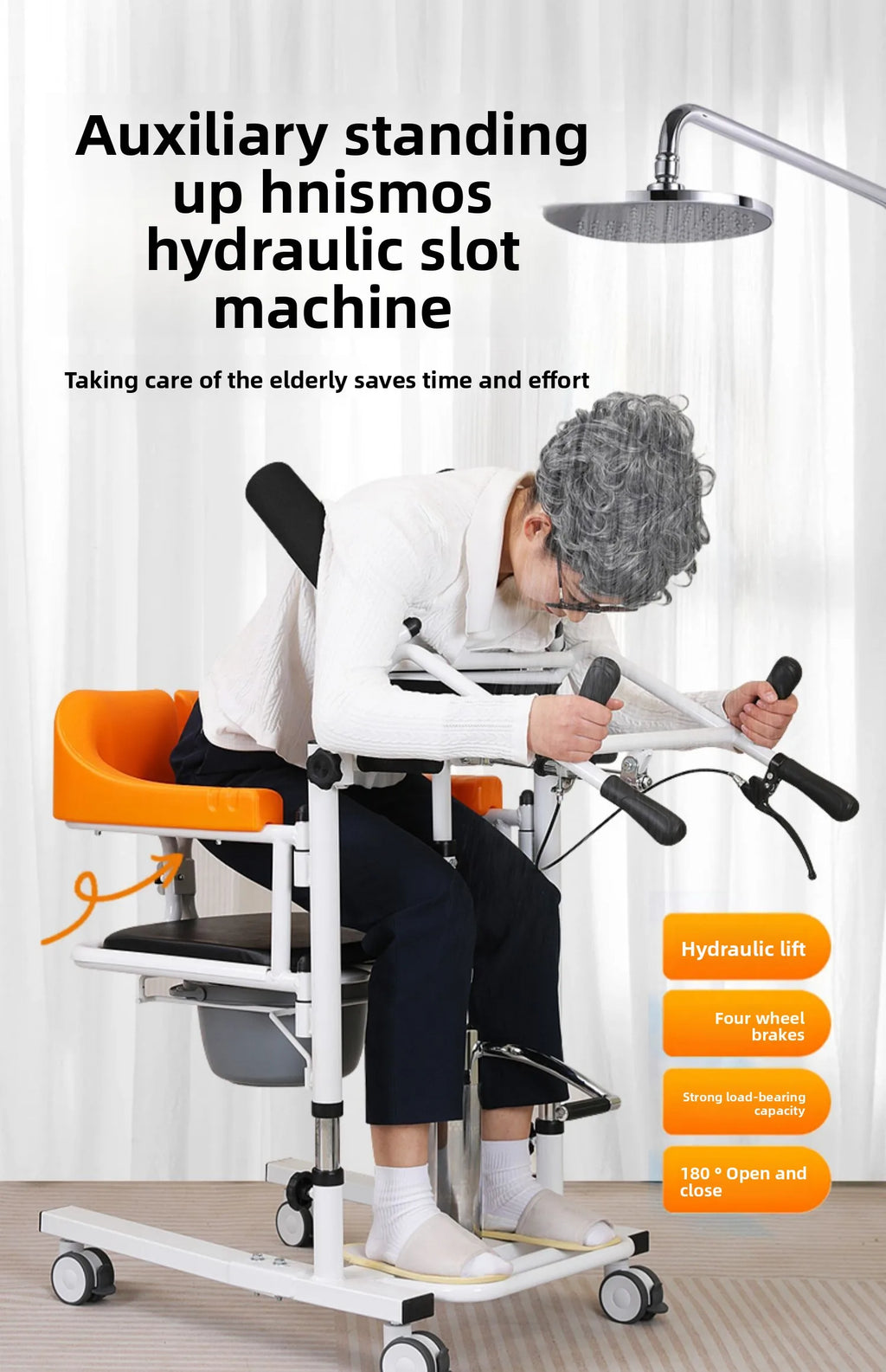 Chaise Hydraulique de Transfert d'ascenseur Patient W/180 ° Bac de lit à Siège Fendu