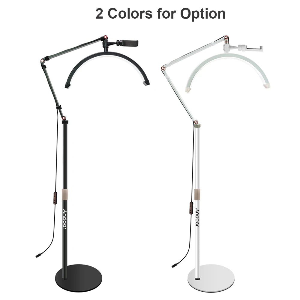 Lumière LED sur pied 20 W en forme de demi-lune, éclairage d'appoint réglable