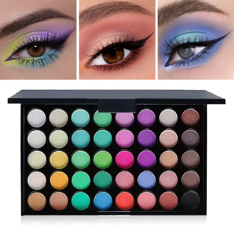 Palette de Fards à Paupières Pailletés – 40 Couleurs, Longue Durée et Étanche