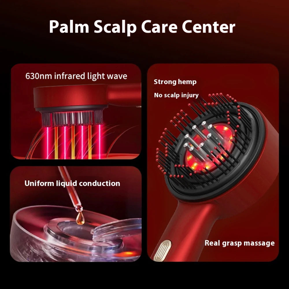 Peigne de Massage Électrique à Vibrations – Thérapie Lumière Rouge & Croissance des Cheveux - USB Inclus