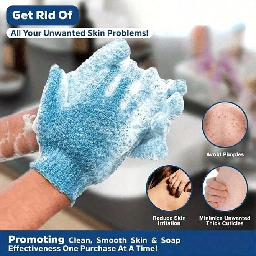 Gants de Douche Exfoliants Réversibles – Gommage Corporel et Nettoyage du Dos, Accessoire de Bain Pratique
