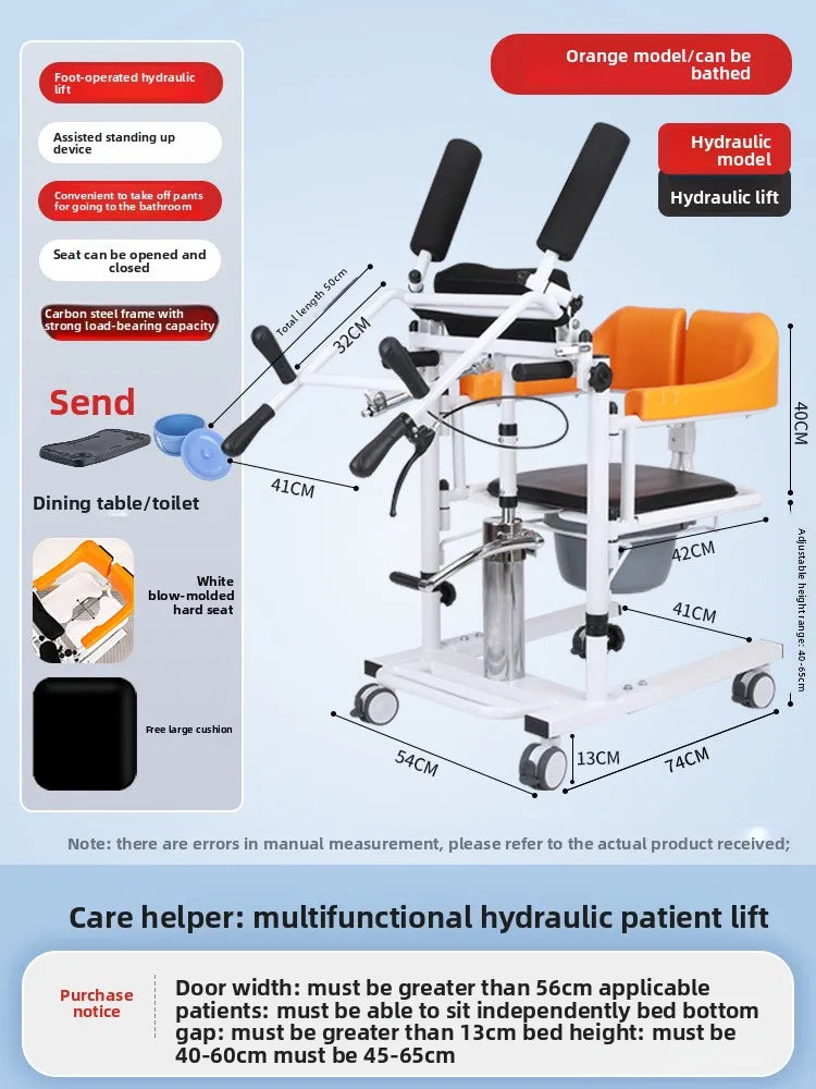 Chaise Hydraulique de Transfert d'ascenseur Patient W/180 ° Bac de lit à Siège Fendu