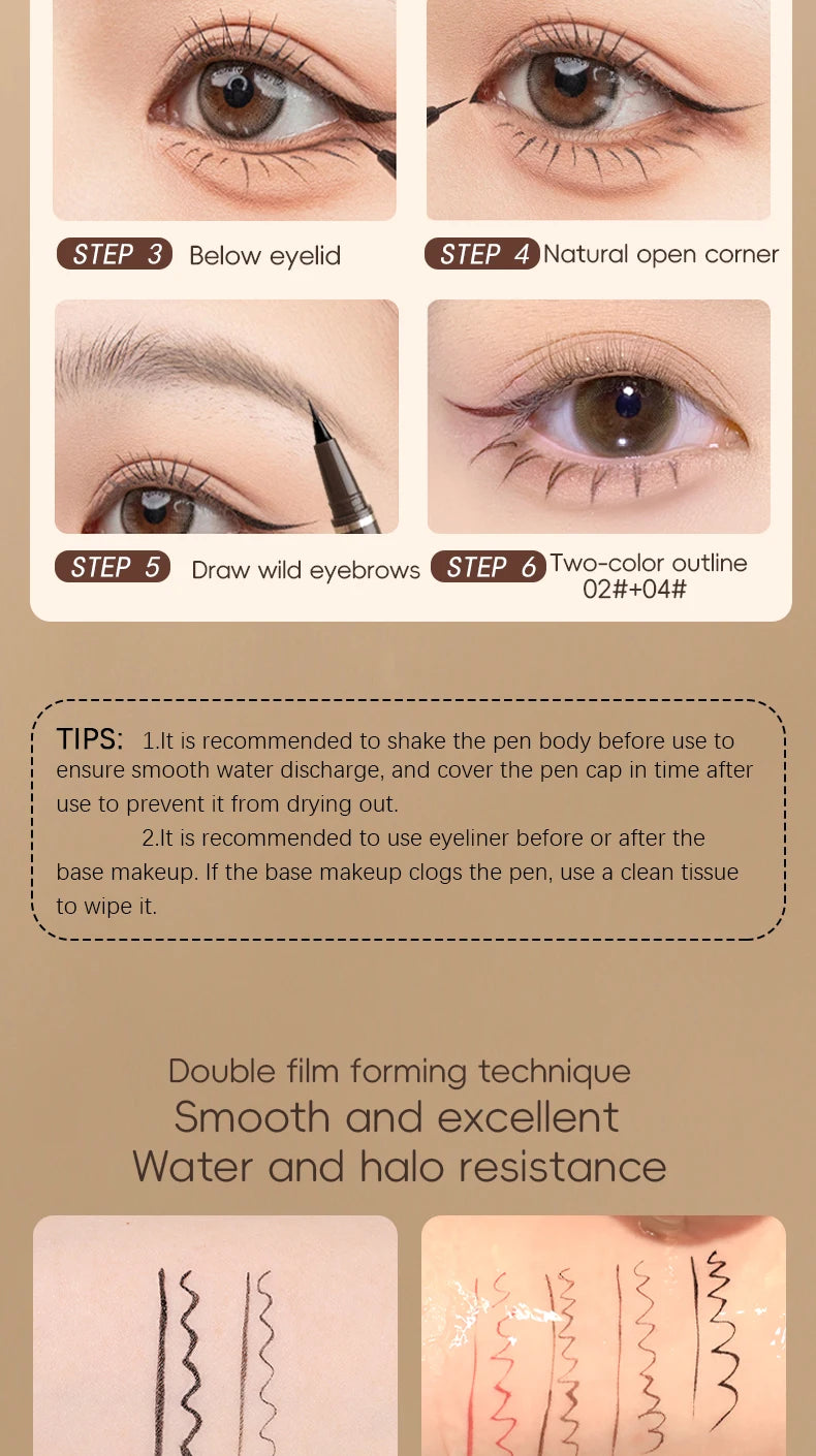 Stylo Eyeliner Imperméable – Pointe Très Fine, Séchage Rapide & Longue Tenue