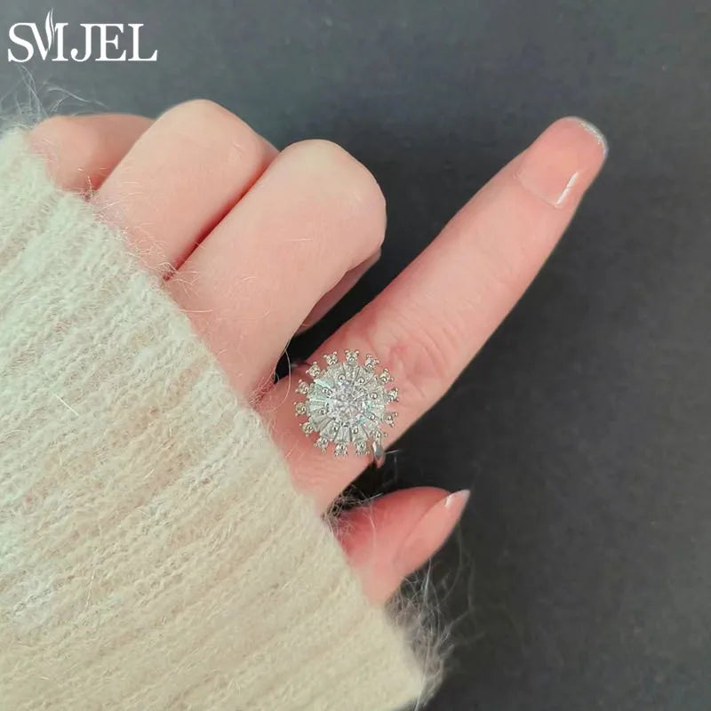 Bague Spinner en Cristal – Papillon & Tournesol, Bague Anti-Anxiété Rotative pour Femme, Bijoux Tendance