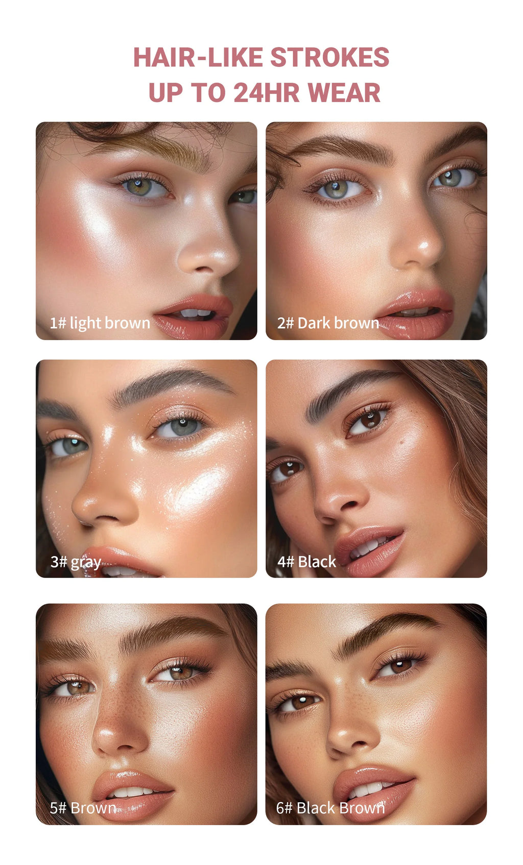 Crayon à Sourcils Magique 4 Fourchettes – Microblading 3D, Imperméable & Couleur Naturelle