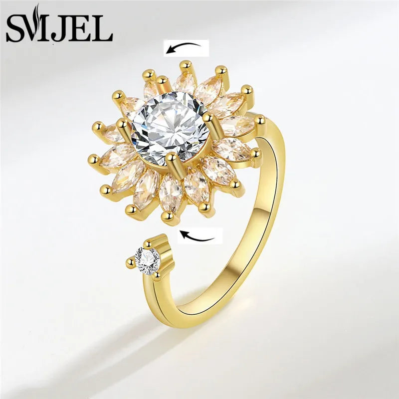 Bague Rotative Anti-Stress de Luxe –  Cristal, Tendance, Luxueux