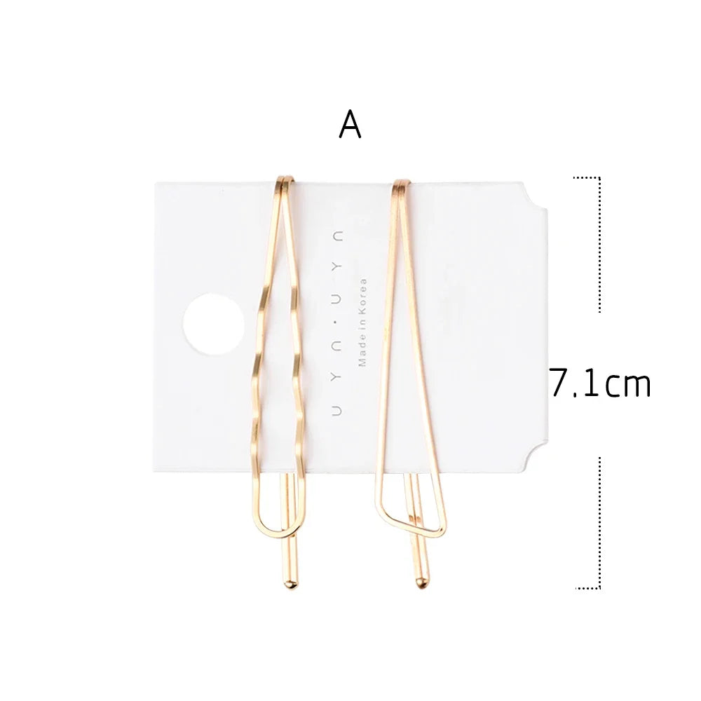 Korea Simple Metal Hair Clips for Women Geometric Rhombus Gold Silver Color Hairpins Hair Accessories Barrettes Clips