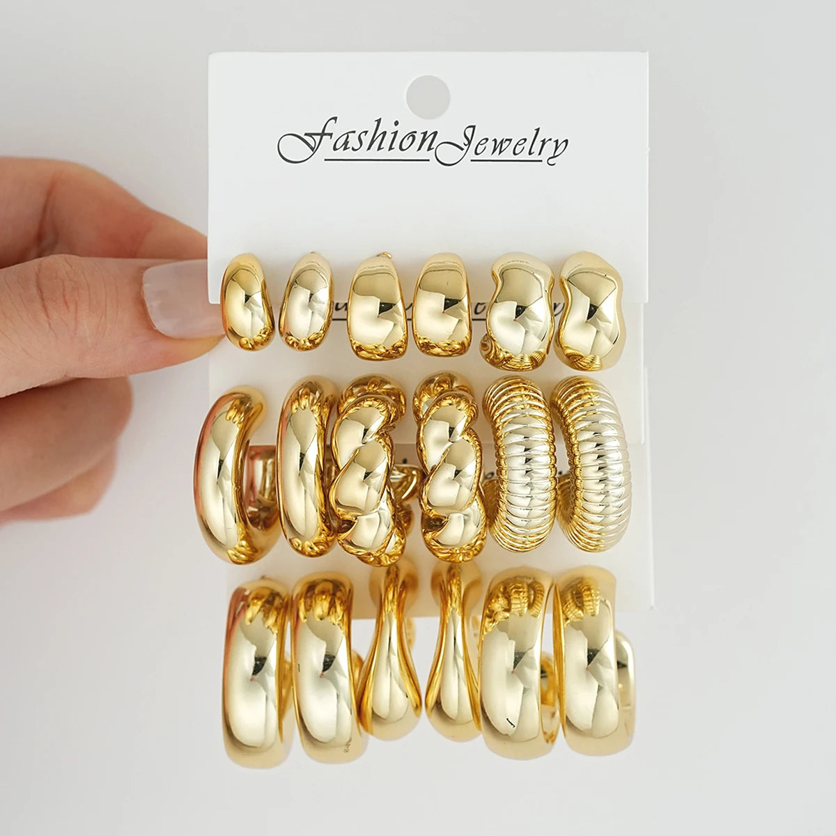 Ensemble de Boucles d’Oreilles – Style Vintage, Géométrique & Mode