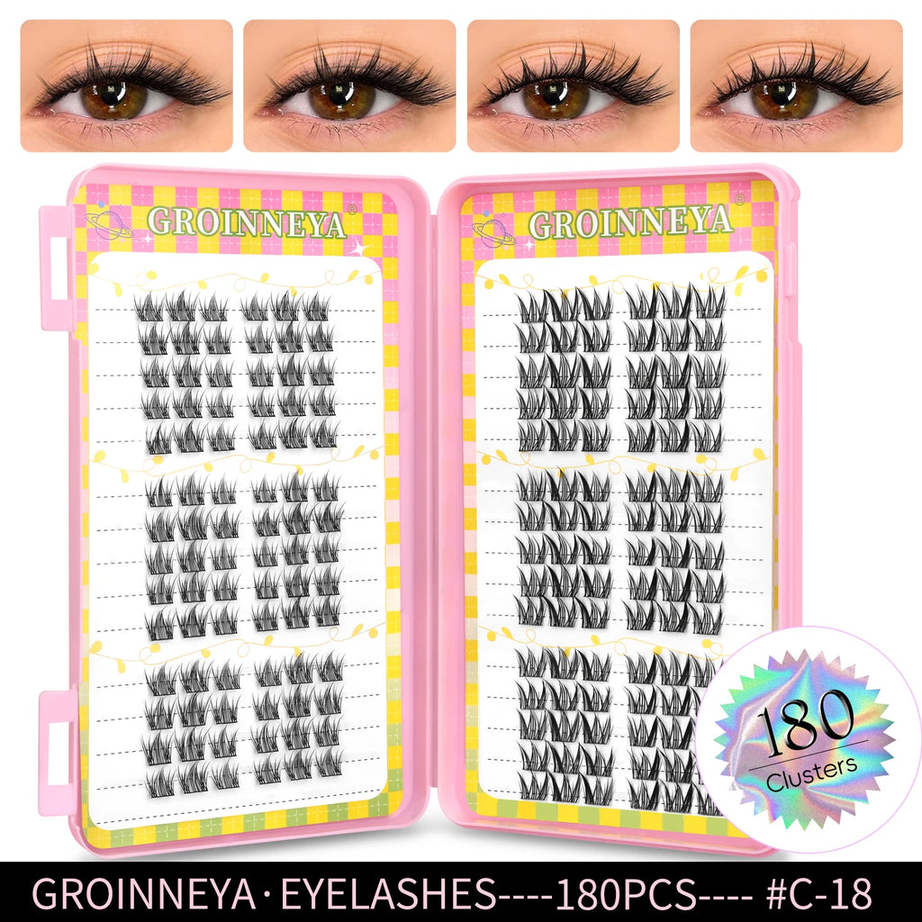 Eyelashes Clusters 320 pcs Natural Eyelash extension Cluster Lashes Volume Mixed Tray Lashes Cluster Natural Lashes
