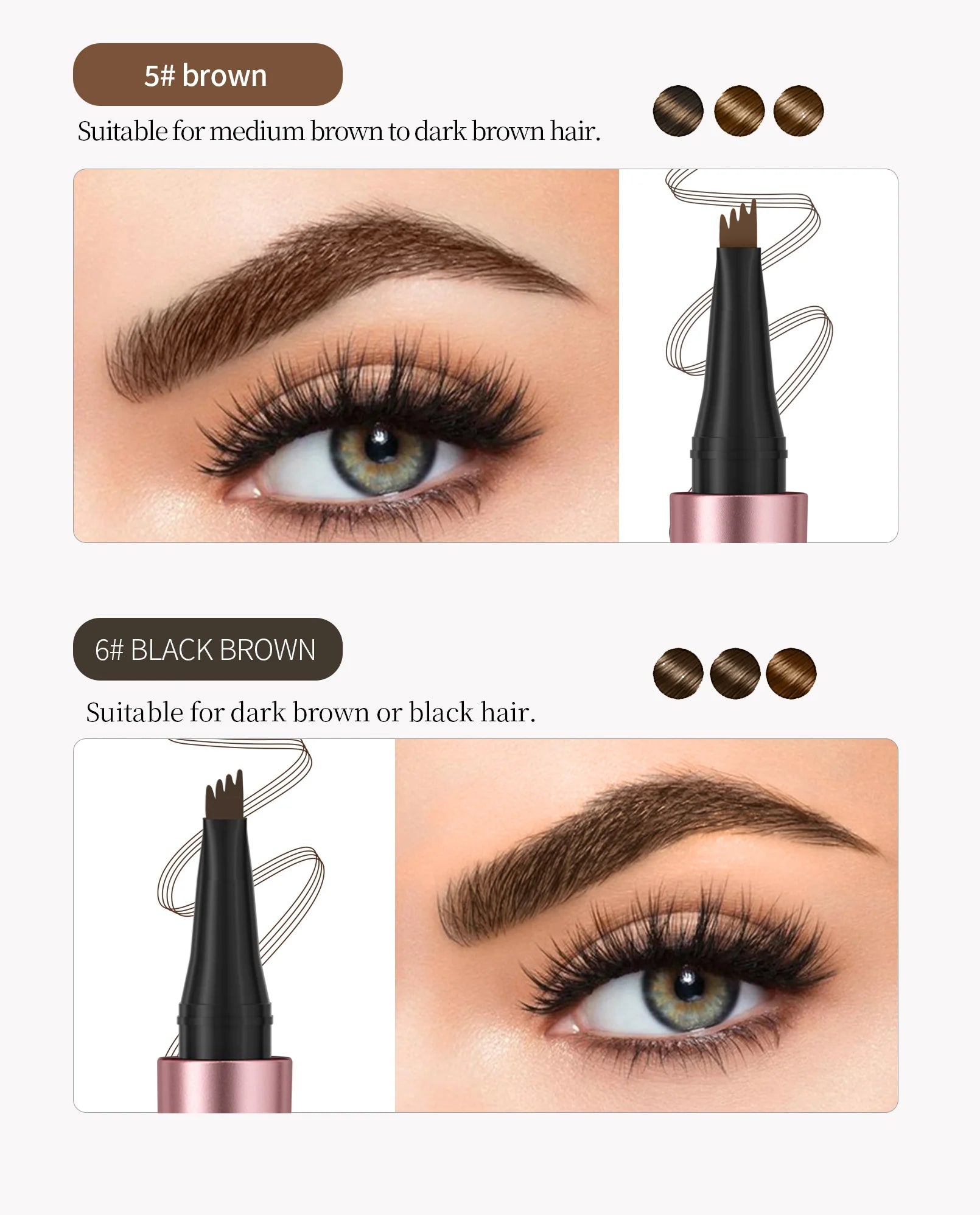 Crayon à Sourcils Magique 4 Fourchettes – Microblading 3D, Imperméable & Couleur Naturelle