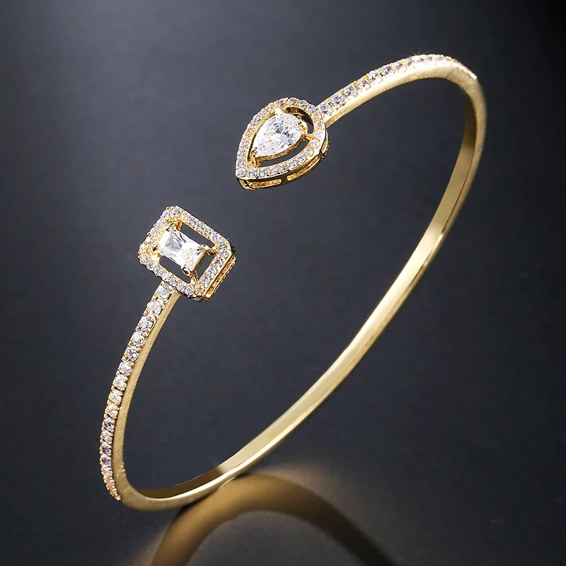 Bracelet Manchette Géométrique pour Femmes – Bijoux Mode Instagram en Zircone Cubique