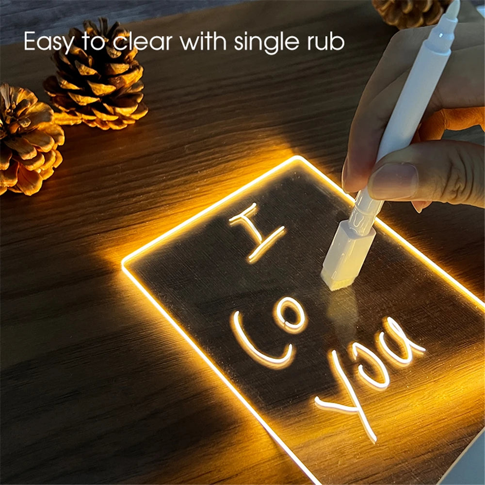 Tableau LED Lumineux Effaçable – Veilleuse USB Design & Mémo Créatif