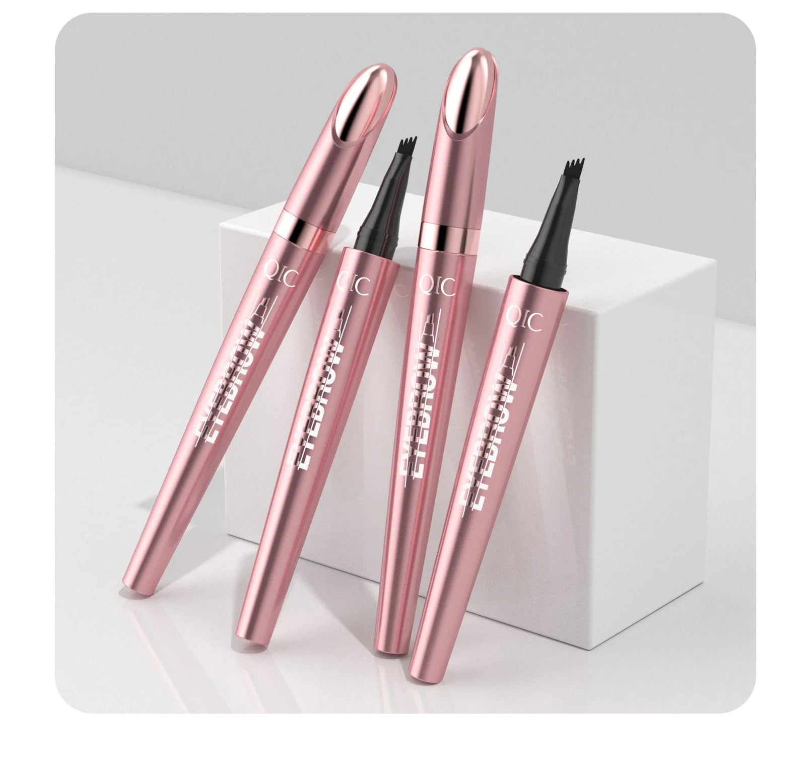 Crayon à Sourcils Magique 4 Fourchettes – Microblading 3D, Imperméable & Couleur Naturelle