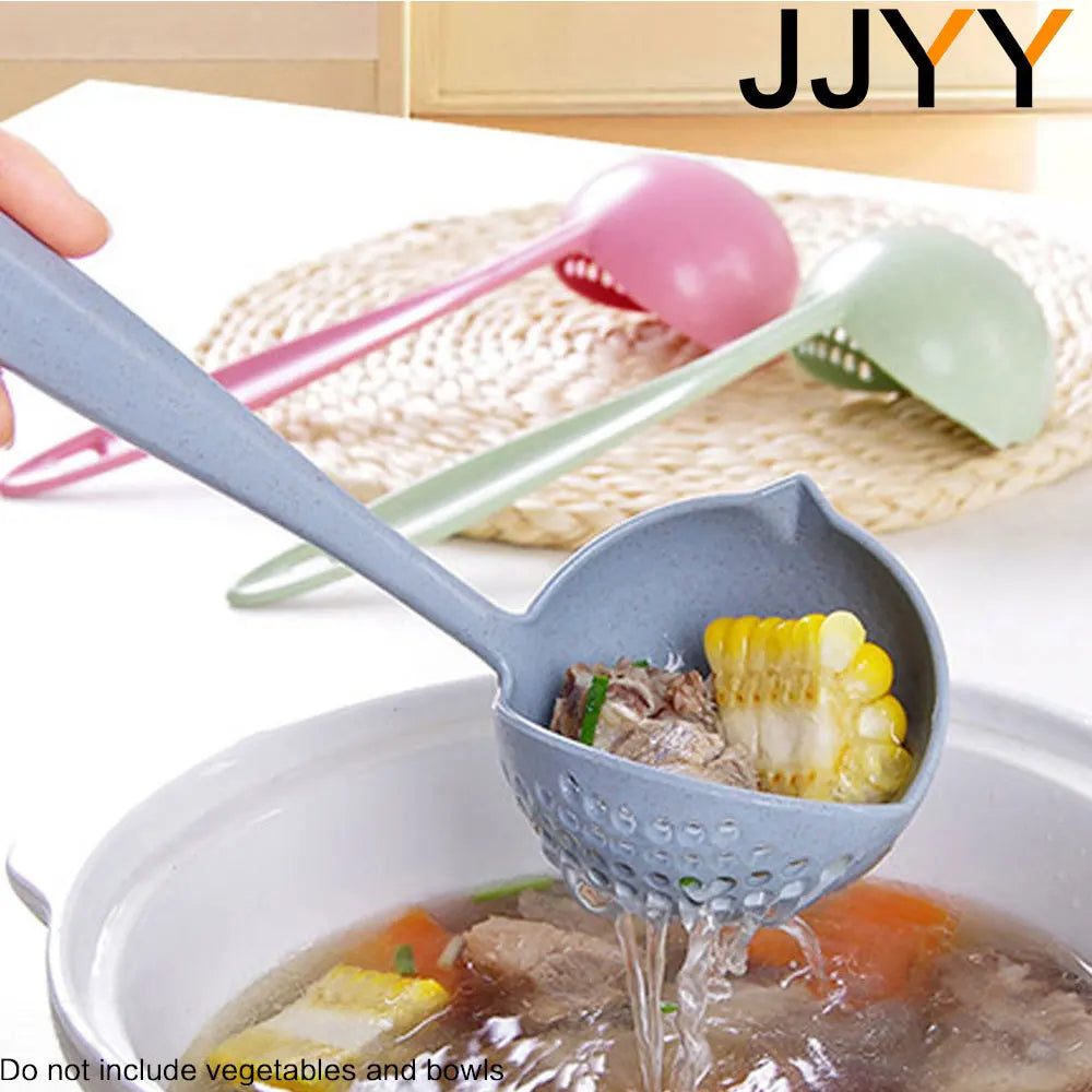 Cuillère de Cuisine 2 en 1 – Passoire Longue Manche & Filtre en Plastique