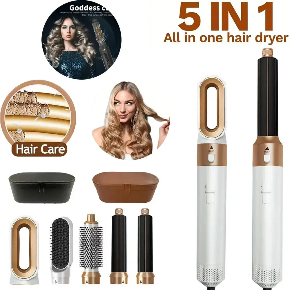 Brosse Coiffante & Sèche-Cheveux 5 en 1 – Outil de Coiffure Multifonction Professionnel