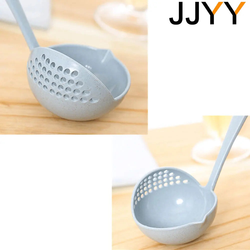 Cuillère de Cuisine 2 en 1 – Passoire Longue Manche & Filtre en Plastique