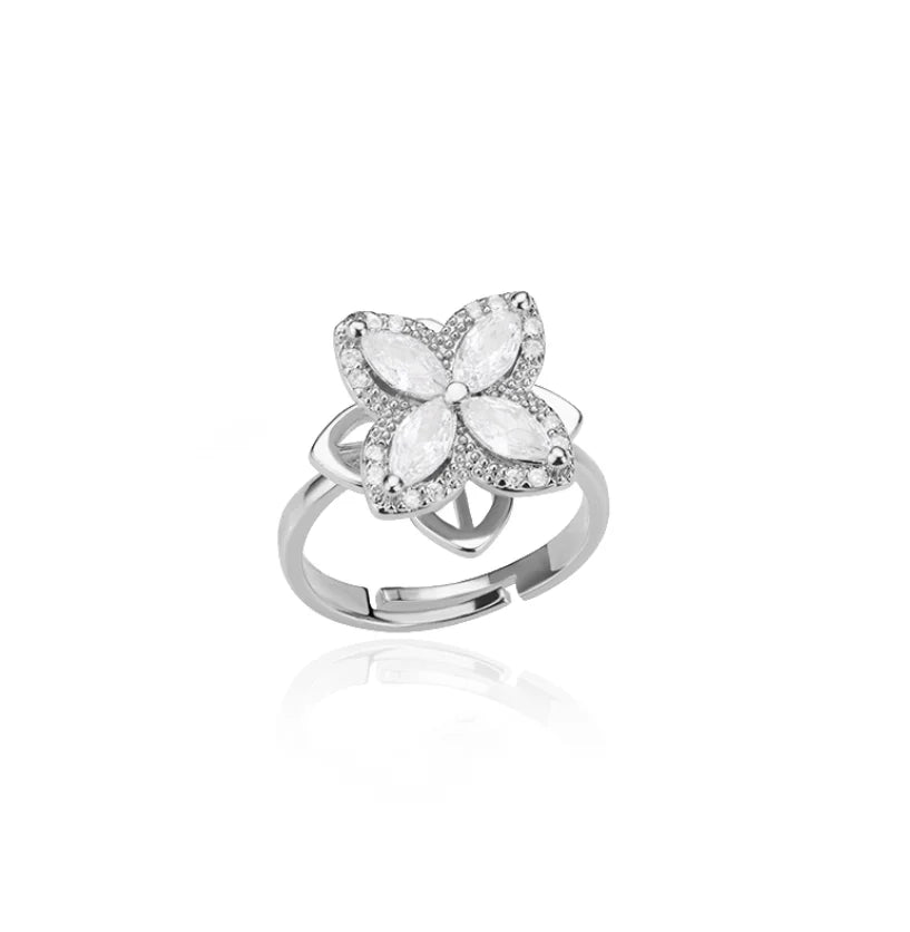 Bague Spinner Trèfle de Luxe – Anti-Stress Couleur Or 18K