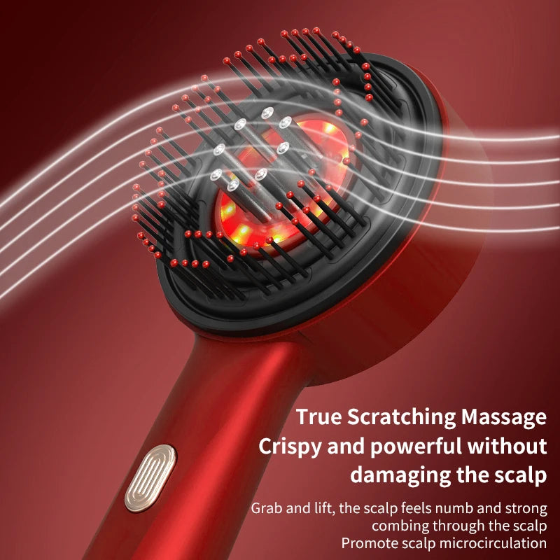 Peigne de Massage Électrique à Vibrations – Thérapie Lumière Rouge & Croissance des Cheveux - USB Inclus