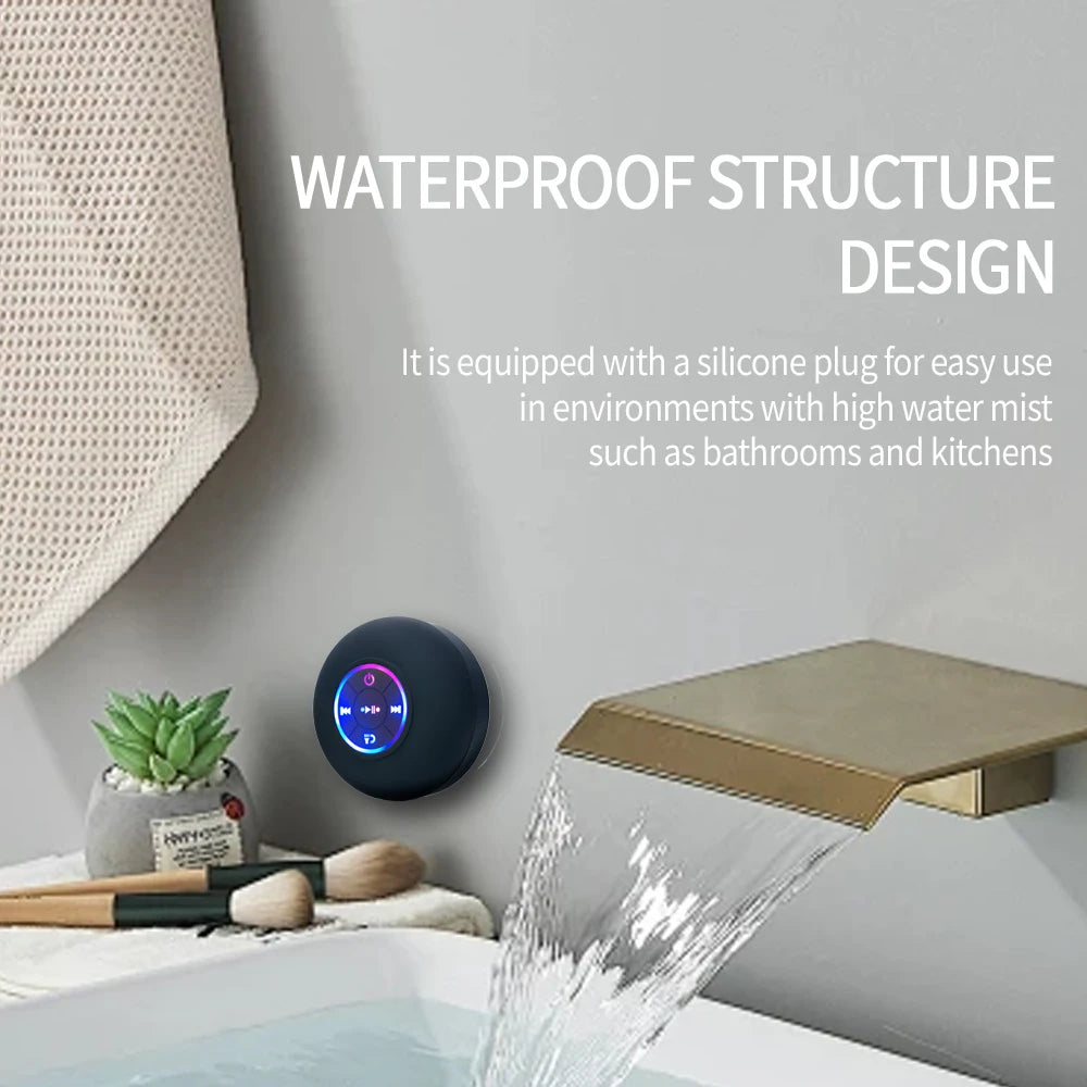 Haut-Parleur Bluetooth Portable Etanche IPX4 – Ventouse Intégrée & Lumière LED - Rechargeable par USB