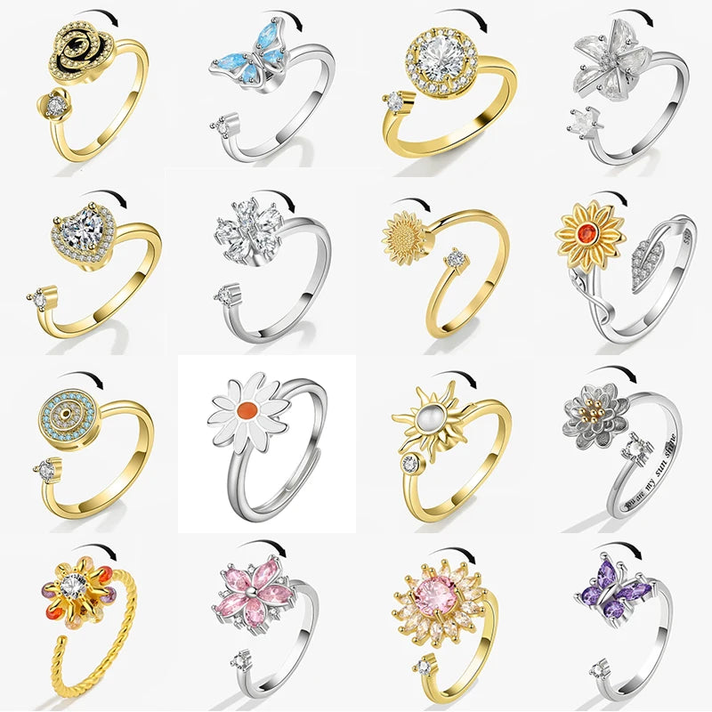 Bague Rotative Anti-Stress pour Femme, Multichoix, Bijoux Élégant
