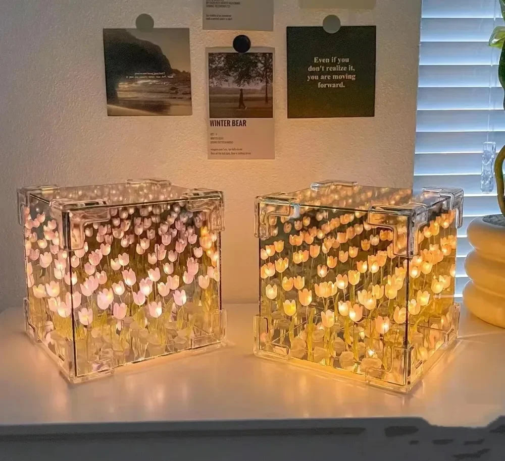 Lampe de Nuit DIY Cube – Fleur de Tulipe à Monter Soi-Même