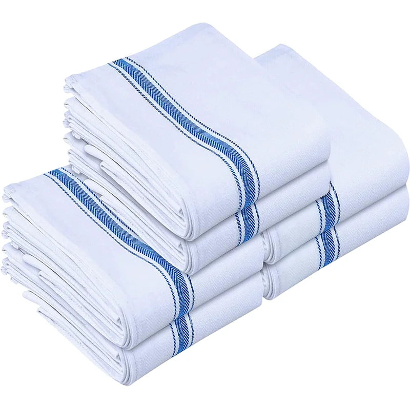 Lot de 6/8 Chiffons de Table Rayés Bicolores – Torchons de Cuisine Minimalistes en Coton Tricoté pour Nettoyage & Essuyage 45cm x 62cm
