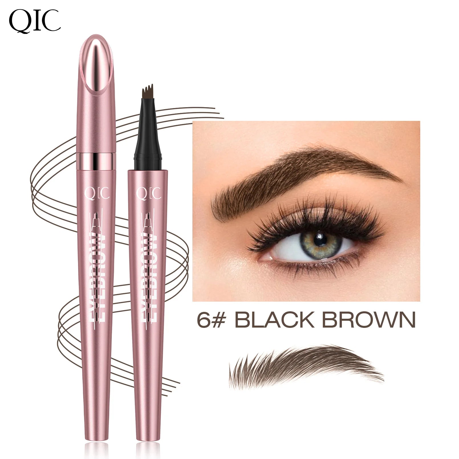 Crayon à Sourcils Magique 4 Fourchettes – Microblading 3D, Imperméable & Couleur Naturelle