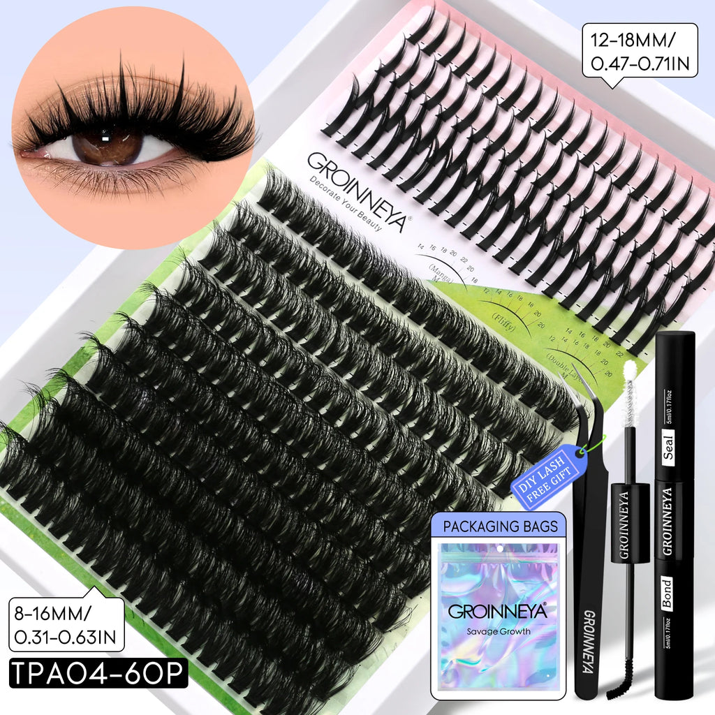 Lash Clusters Kit DIY Manga Cluster Lashes Set Spikes Lashes Cluster Extension Full Set Individual Eyelashes Makeup