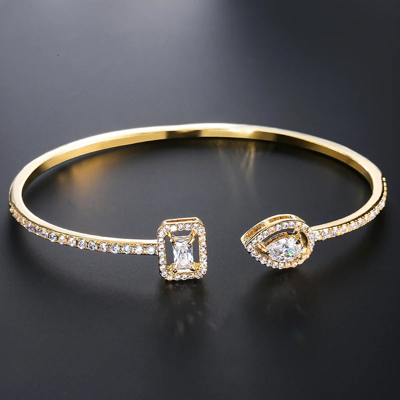 Bracelet Manchette Géométrique pour Femmes – Bijoux Mode Instagram en Zircone Cubique