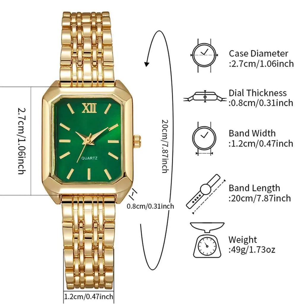 Montre à Quartz Rectangulaire pour Femmes – Bracelet Analogique de Luxe