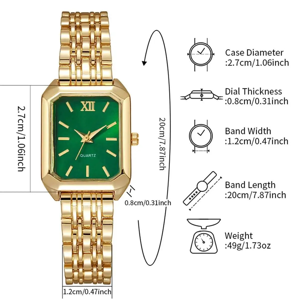 Montre à Quartz Rectangulaire pour Femmes – Bracelet Analogique de Luxe